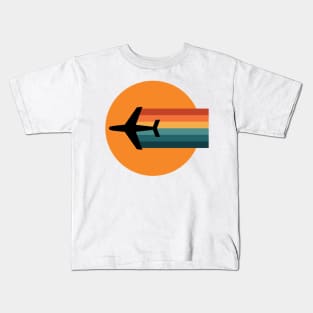 Airplane Rainbow Flight (Retro Color) Kids T-Shirt